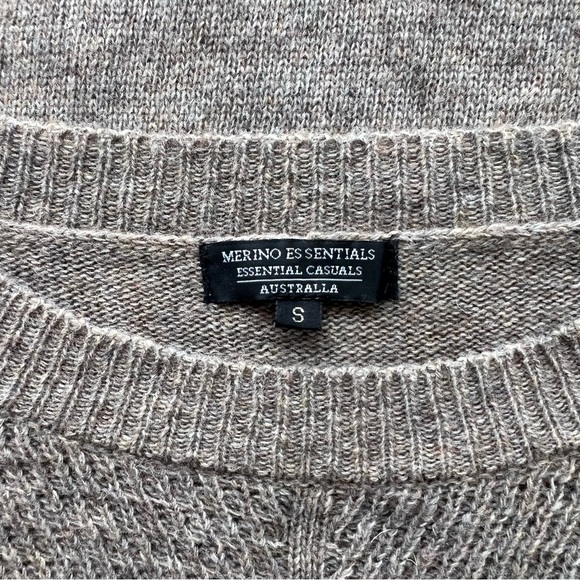 Merino Essentials Womens Jumper Sweater Knit Brown Merino Wool Blend Size S 8/10 - Picture 9 of 12